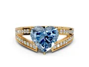 Split Shank Engagement Ring Setting for Fancy Blue Heart-Shaped Center with Pave Split Shank and Prong Head in Yellow Gold