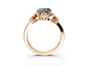 Floral Engagement Ring Setting for Fancy Blue Heart-Shaped Center with Marquise Cluster Shoulders and Prong Head in Rose Gold