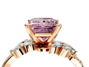 Solitaire Engagement Ring Setting for Fancy Pink Princess Cut Center with Marquise Accent Twist Band and Prong Head in Rose Gold