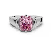 Solitaire Engagement Ring Setting for Fancy Pink Radiant Cut Center with Wide Band, Pave Collar and Prong Head in White Gold