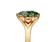 Solitaire Engagement Ring Setting for Fancy Green Oval Center with Plain Split Shank and Prong Head in Yellow Gold