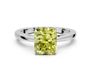 Solitaire Engagement Ring Setting for Fancy Yellow Radiant Cut Center with Open Cathedral Shoulders and Prong Head in Sterling Silver