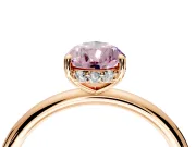Solitaire Engagement Ring Setting for Fancy Pink Pear-Shaped Center with Plain Band, Open Basket and Prong Head in Rose Gold