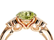 Cluster Engagement Ring Setting for Fancy Yellow Round Cut Center with Bezel Accent Clusters and Prong Head in Rose Gold