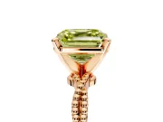 Solitaire Engagement Ring Setting for Fancy Yellow Asscher Cut Center with Twist Band and Bead Prong Head in Rose Gold