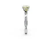 Solitaire Engagement Ring Setting for Fancy Yellow Princess Cut Center with Channel Baguette Band and Prong Head in Sterling Silver