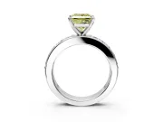 Solitaire Engagement Ring Setting for Fancy Yellow Princess Cut Center with Channel-Set Accents and Prong Head in White Gold