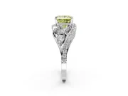 Halo Engagement Ring Setting for Fancy Yellow Princess Cut Center with Marquise and Pave Bypass Band and Prong Head in Sterling Silver