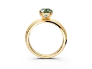 Solitaire Engagement Ring Setting for Fancy Green Oval Center with Wide Knife Ridge Band and Prong Head in Yellow Gold