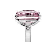 Fancy Pink Asscher Cut and Emerald Cut Lab-Grown Diamond Toi et Moi Engagement Ring with Prong-Set Stones in Sterling Silver