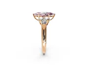 Cluster Engagement Ring Setting for Fancy Pink Marquise Center with Round Cut Accent Frame and Prong Head in Rose Gold
