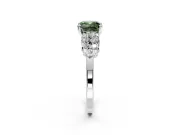 Cluster Engagement Ring Setting for Fancy Green Cushion Cut Center with 2-Row Shoulder Clusters and Prong Head in White Gold