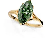 Solitaire Engagement Ring Setting for Fancy Green Marquise Center with Plain Split Shank and Prong Head in Yellow Gold