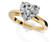 Solitaire Engagement Ring Setting for Heart-Shaped Center with Basket Rail and Prong Head in Yellow Gold