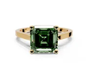 Solitaire Engagement Ring Setting for Fancy Green Asscher Cut Center with Tapered Shoulders and Prong Head in Yellow Gold