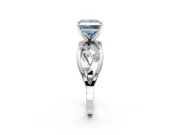 Solitaire Engagement Ring Setting for Fancy Blue Princess Cut Center with Criss-Cross Accent Band and Prong Head in Platinum