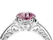 Floral Engagement Ring Setting for Fancy Pink Round Cut Center with Four Accent Clusters and Prong Head in Platinum