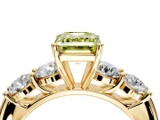 5 Stone Engagement Ring Setting for Fancy Yellow Emerald Cut Center with Graduated Accents and Prong Head in Yellow Gold