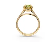 Solitaire Engagement Ring Setting for Fancy Yellow Round Cut Center with Accented Split Shank and Prong Head in Yellow Gold
