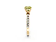 Open Basket Engagement Ring Setting for Fancy Yellow Cushion Cut Center with Pave Band and Prong Head in Yellow Gold