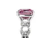 5 Stone Engagement Ring Setting for Fancy Pink Asscher Cut Center with Graduated Accents and Prong Head in Sterling Silver