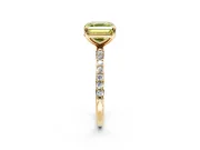Solitaire Engagement Ring Setting for Fancy Yellow Asscher Cut Center with Pave Accents and Prong Head in Yellow Gold