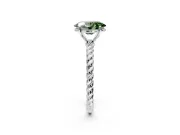 Solitaire Engagement Ring Setting for Fancy Green Oval Center with 2-Strand Rope Twist Band and Prong Head in White Gold