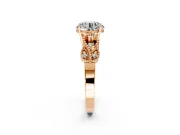 Leaf Engagement Ring Setting for Round Cut Center with Milgrain Accent Band and Prong Head in Rose Gold