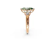 Cluster Engagement Ring Setting for Fancy Green Marquise Center with Round Cut Accent Frame and Prong Head in Rose Gold