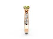 Solitaire Engagement Ring Setting for Fancy Yellow Cushion Cut Center with Channel-Set Accents and Prong Head in Rose Gold