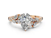 Solitaire Engagement Ring Setting for Pear-Shaped Center with Marquise Accent Twist Band and Prong Head in Rose Gold