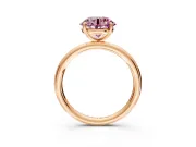 Low-Set Solitaire Engagement Ring Setting for Fancy Pink Round Cut Center with Thin Plain Band and Prong Head in Rose Gold