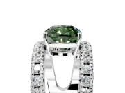 Solitaire Engagement Ring Setting for Fancy Green Cushion Cut Center with Wide-Open Split Shank and Prong Head in Platinum