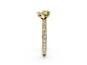 Solitaire Engagement Ring Setting for Fancy Yellow Heart-Shaped Center with Milgrain-Edged Pave Band and Prong Head in Yellow Gold