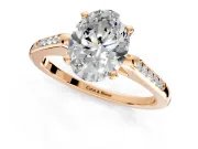 Solitaire Engagement Ring Setting for Oval Center with Channel Accents and Prong Head in Rose Gold