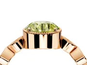 Vintage Station Engagement Ring Setting for Fancy Yellow Round Cut Center with Accents and Prong Head in Rose Gold