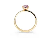 Solitaire Engagement Ring Setting for Fancy Pink Pear-Shaped Center with Pave Accents and Prong Head in Yellow Gold