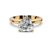 Solitaire Engagement Ring Setting for Heart-Shaped Center with Wire Band and Prong Head in Yellow Gold