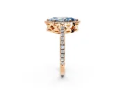 Accent Halo Engagement Ring Setting for Fancy Blue Marquise Center with Full-Length Pave Band and Prong Head in Rose Gold
