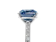 Solitaire Engagement Ring Setting for Fancy Blue Asscher Cut Center with Channel Accents and Prong Head in Platinum