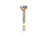Solitaire Engagement Ring Setting for Fancy Blue Heart-Shaped Center with Large Accents and Prong Head in Yellow Gold