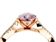 Solitaire Engagement Ring Setting for Fancy Pink Pear-Shaped Center with Twisted Pave Split Shank and Prong Head in Rose Gold