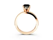 Milgrain Pave Engagement Ring Setting for Fancy Black Cushion Cut Center with Accent Band and Prong Head in Rose Gold