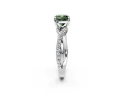 Crossover Engagement Ring Setting for Fancy Green Cushion Cut Center with Pave and Plain Strands and Prong Head in Platinum