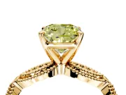 Solitaire Engagement Ring Setting for Fancy Yellow Cushion Cut Center with Marquise Panel Band and Prong Head in Yellow Gold