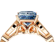 Solitaire Engagement Ring Setting for Fancy Blue Princess Cut Center with Marquise and Bezel Accents and Prong Head in Rose Gold