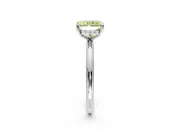Hidden Halo Engagement Ring Setting for Fancy Yellow Radiant Cut Center with Thin Rounded Band and Prong Head in Platinum