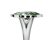 Solitaire Engagement Ring Setting for Fancy Green Marquise Center with V Split Shank and Bezel Head in Sterling Silver