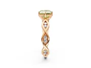 Solitaire Engagement Ring Setting for Fancy Yellow Princess Cut Center with Accented Twist Band and Leaf Prong Head in Rose Gold