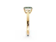 Solitaire Engagement Ring Setting for Fancy Green Radiant Cut Center with Open Cathedral Shoulders and Prong Head in Yellow Gold